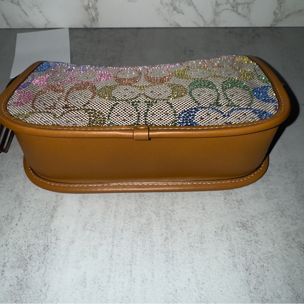 Coach Swinger Bag 20 With Chain In Rainbow Crystal Signature Jacquard - Picture 8 of 9